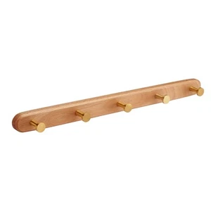 Coat Rack Wall MountedBeech Wood Heavy Duty Wall Hooks Metal Coat Hook Rail w... - Picture 1 of 4