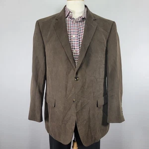 Andrew Fezza Men's Sport Coat Blazer Two Button Brown Suede Polyester Blend 46R - Picture 1 of 14