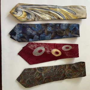 Lot Of 4 Men’s Ties Geoffrey Beene, Hollyvogue, Etienne Aigner, J. Garcia Silk  - Picture 1 of 9