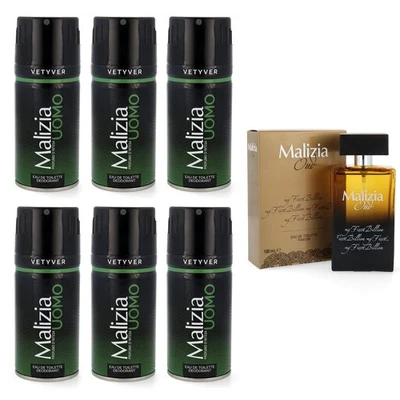 Malizia Uomo Vetyver Deo 6x 150ml + My First Billion Eau de Toilette 100ml - Bild 1 von 4