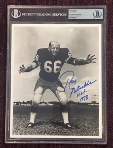 FOTO firmada por Ray Nitschke 8 X 10 Beckett encapsulada AUTO 10 con inscripción HOF - Imagen 1 de 3