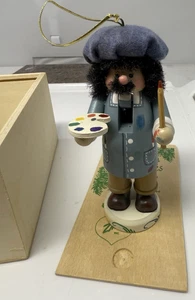 Zim's Heirloom Collectibles Wooden ARTIST W/  Smock Hat Ornament Box Nutcracker - Picture 1 of 7