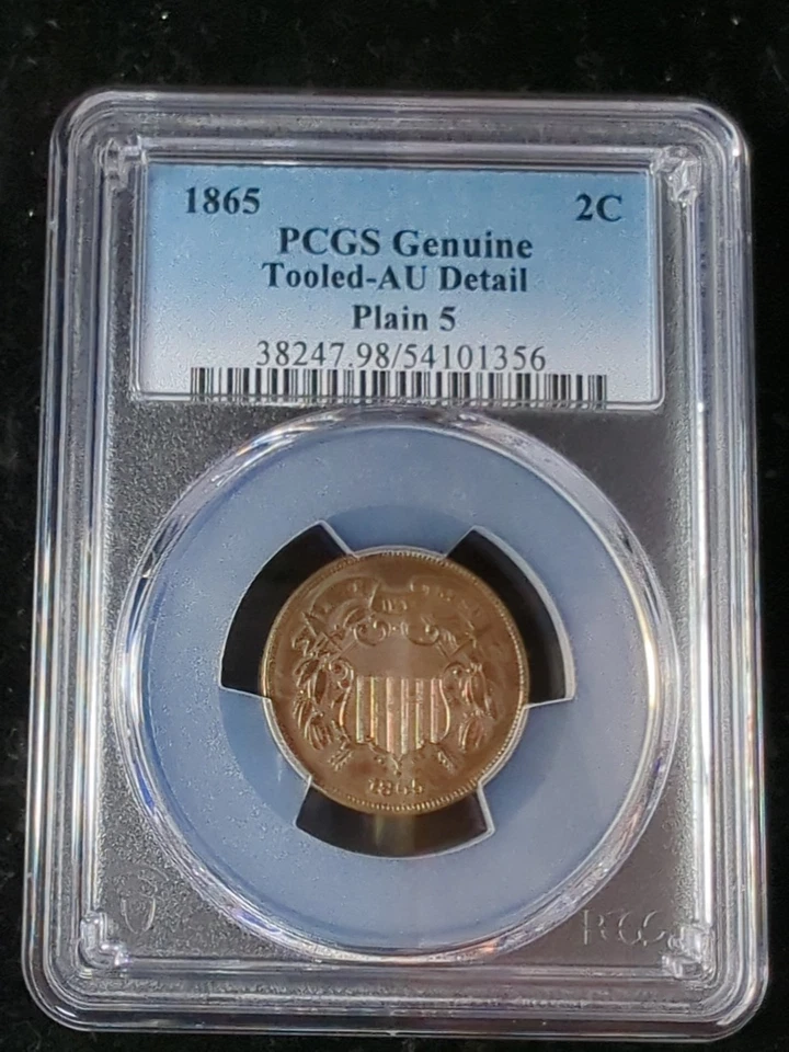 1865 Two 2 Cent Piece- Plain 5 PCGS AU Details - 64101356 - Image 1 of 4