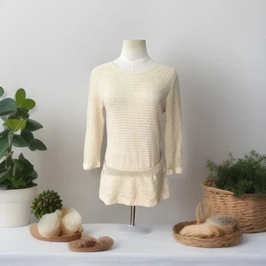 Lafayette 148 Petite xl beige 100% Leinen Pullover Strick gerippt - Bild 1 von 7