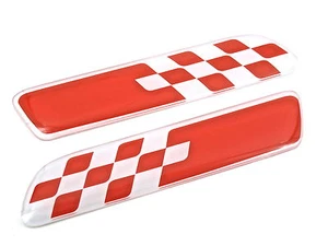 Genuine New FIAT RED & WHITE CHEQUERED BADGE SET 500C Abarth 1.3 Multijet JTD - Picture 1 of 1