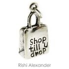 925 Sterling Silver Shop Till U Drop Shopping Bag Charm Made in USA