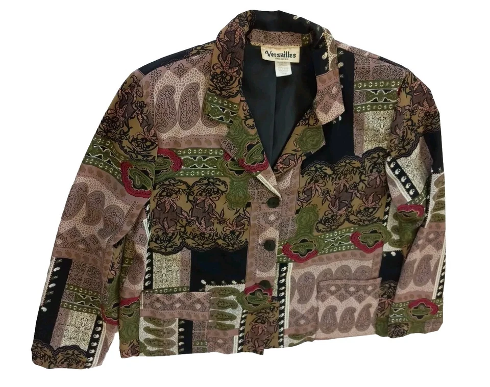 Abrigo Blazer Vintage Versalles Mujer Grande Cachemira/Floral Acolchado Multicolor Foto 1 de 4
