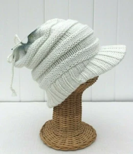 NEW Beanie Cap Knit High Bun VISOR Ponytail Beanie Hat with Adjustable String #Z - Picture 1 of 7