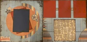 PREMADE SCRAPBOOK LAYOUT-2 PG-12X12-SPORTS-BOY-GIRL-BASEBALL-FOOTBALL-BASKETBALL - Picture 1 of 6