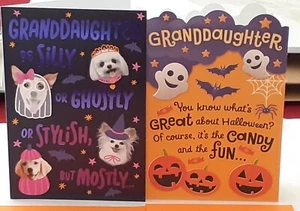 New 2-for-1 Greeting Cards & Envelopes Happy Halloween Grand-daughters Grandma - Picture 1 of 5