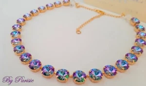 Anna Wintour Light Vitrail Gold Rivoli Tennis Necklace Crystal Jewelry Choker - Picture 1 of 8