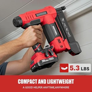 ALLOYPOWER 18 Gauge Nail Gun Battery Powered, 2 in 1 Cordless Brad Nailer/Elect - Picture 1 of 7