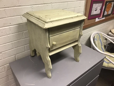 ANTIQUE VTG PRIMITIVE SEWING BOX SIDE TABLE W/LIFT TOP AND DRAWER 17 3/4 X 15 Cover