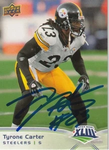 Tarjeta SB #37 Tyrone Carter Pittsburgh Steelers 2009 cubierta superior firmada - Imagen 1 de 1