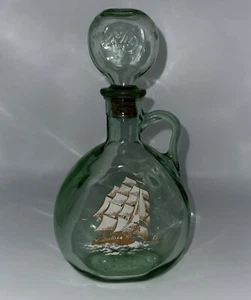 Vintage Ship Decanter Old Fitzgerald 1849 Flagship Green Glass Nautica Bar - Picture 1 of 8