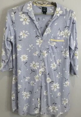 Vestido Camisa de Dormir Laura Ashley Manga Longa Botão Frontal Periwinkle Azul Floral G - Imagem 1 de 4