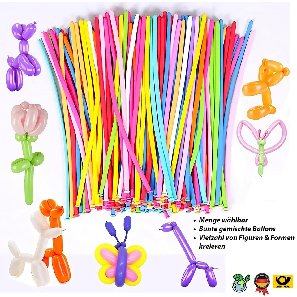 DIY Modellierballon Bunte Mix lange Latex Pastel Party Luftballons 260 Q Ballons - Bild 1 von 4