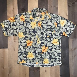 Tommy Bahama Mens Size XL Button Up Silk Shirt Orange Flower & Foliage - Picture 1 of 4