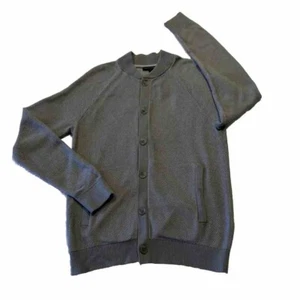 Banana Republic Mens Cardigan Sweater Buttons Medium Pockets Solid Gray Grandpa - Picture 1 of 16