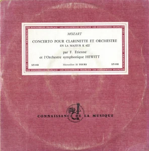 MOZART Clarinet Concerto K.622 FRANCOIS ETIENNE Discophile Francais 325.018 10" - Picture 1 of 3