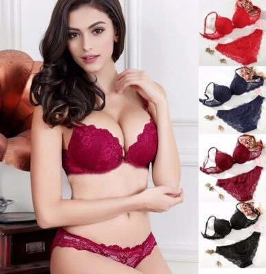 Push-Up-Unterwäsche-BH-Set Extrem Tauch Stickerei-Spitze gepolsterter BH-Sets - Bild 1 von 4