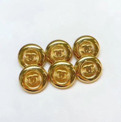 Chanel Oro Detalle Botón SELLADO | 6 PIEZAS Paquete 20mm Foto 1 de 2
