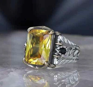 Anillo de hombre de plata de ley 925 con piedra de circonita - Imagen 1 de 3