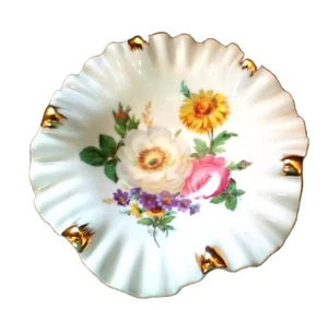 VINTAGE PORCELAIN ASHTRAY 6.25" FLOWERS MITTERTEICH BAVARIA SOAP DISH - Picture 1 of 12