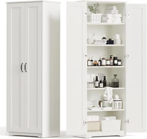 70" Tall Storage Pantry Cabinet, Bathroom Floor Organizer Storage Cabinet with 2 - Picture 1 of 8
