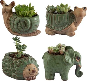 Set Of 4 Piece Planter Flower Home Decor Small Succulent Pots With Drainage - Picture 1 of 1