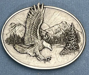 Vintage THE EAGLE patriotic majestic mountains belt buckle 1982 Siskiyou READ - Picture 1 of 7