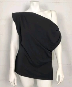 Abercrombie & Fitch Black Asymmetrical Jersey Crepe Top Size XL - Picture 1 of 5