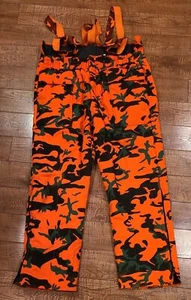Vintage Saf T Bak Chiller Killer Orange Camo Bibs Size XL (42-44)  W/Suspenders - Picture 1 of 9