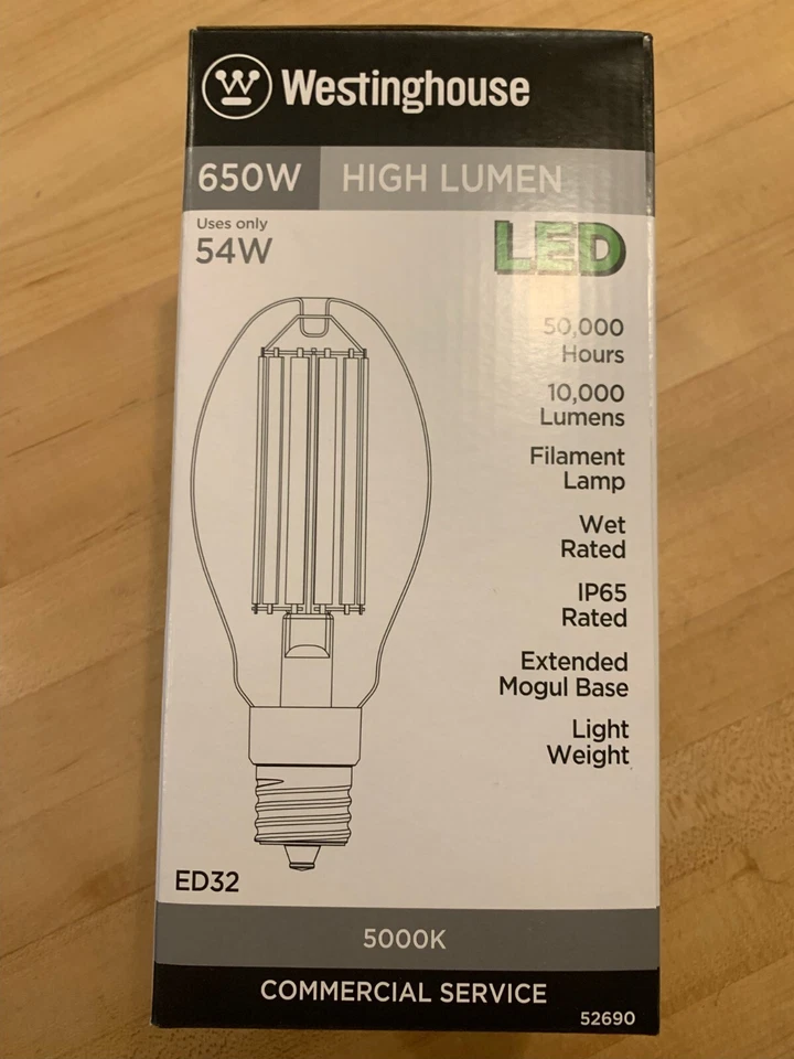 650 Watt Tageslicht (5000K) EX39 (Mogul) ClearFilament LED Westinghouse ED32  - Bild 1 von 4