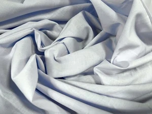 Cotton Lawn Woven Shirt Weight Fabric, Per Metre - Plain - Pale Blue - Picture 1 of 3