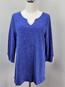 Talbots Linen Blend Sweater Petite Large Crochet Detail Lightweight - Picture 1 of 8