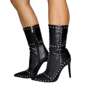 Details about   New Women's Pointy Toe Shiny Leather Ankle Boots Stiletto High Heel Size 35-47