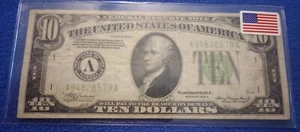 1934-A-1  $10 DOLLAR BILL FEDERAL RESERVE NOTE-BOSTON- A94828579A One 1  - Picture 1 of 21