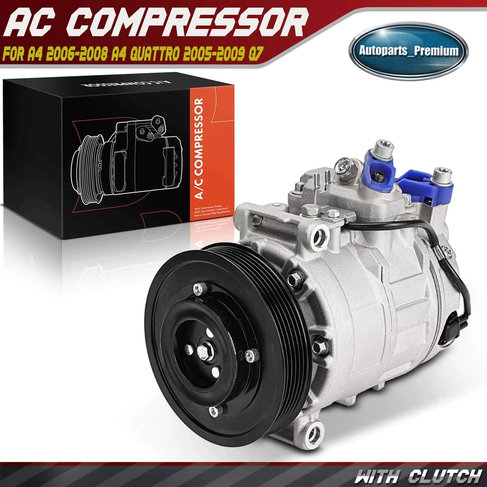Compresor de aire acondicionado con embrague para Audi A4 2006-2008 A4 Quattro 2005-2009 Q7 11-15 Foto 1 de 4