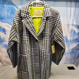 🔥 TRENDY Thereabouts Grey Green Plaid Peacoat Juniors Size XL 18.5P NEW W/ TAG - Picture 1 of 24