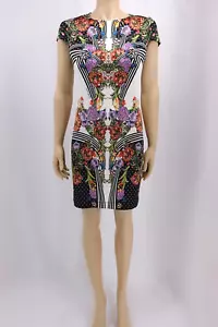 NWT JUST CAVALLI Womens Short Sleeve Floral Print Jersey Dress Size L Sold Out! - Picture 1 of 11