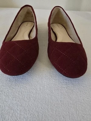 Lands End Suave Gamuza Acolchado Ballet Pisos Rojo Oscuro Nuevo Sin Etiquetas Talla 7B Marcas Interiores Foto 1 de 4