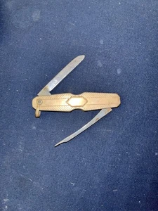 Vtg Simmons Gold Filled Folding Pocket Knife Pendant Pocket chain  - Picture 1 of 4