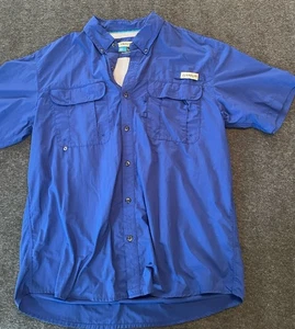 Magellan Herren Fish Gear Hemd Blau Large Relaxed Fit Button Down Kurzarm - Bild 1 von 5