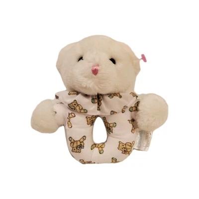 Vintage Carters Prestige Toy Co Plush White Bear Baby Infant Rattle 6 inch - Image 1 of 4