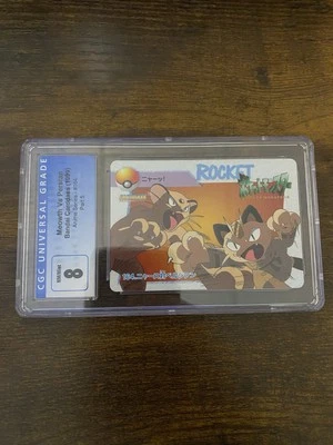 1999 Pokemon Bandai Carddass Team Rocket Meowth Vs Persian #164 CGC 8 Not PSA - Image 1 of 4
