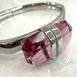 Swarovski Bangle Pink Crystal Bracelet Silver Magnetic Lucent Size Large L - Picture 1 of 9