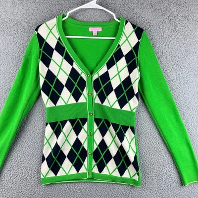 Suéter Lilly Pulitzer Mujer S Verde Argyle Golf Academia Preppy Escuela Niña Foto 1 de 4