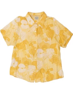 BENETTON Womens Short Sleeve Shirt Blouse IT 42 Medium Yellow Floral BF09 - Picture 1 of 4