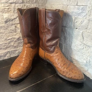 Botas Lucchese Para Hombre Pluma Completa Cuero Avestruz Roper 9.5 D Marrón L8134R 33982 - Imagen 1 de 15